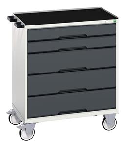 verso mobile cabinet with 5 drawers and top tray. WxDxH: 800x550x965mm. RAL 7035/5010 or selected Bott Verso Mobile  Drawer Cupboard  Tool Trolleys and Tool Butlers
